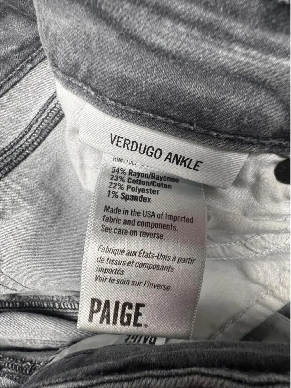 Paige Ankle Raw Hem Denim Jeans Womens 27 Low Rise Logo Gray